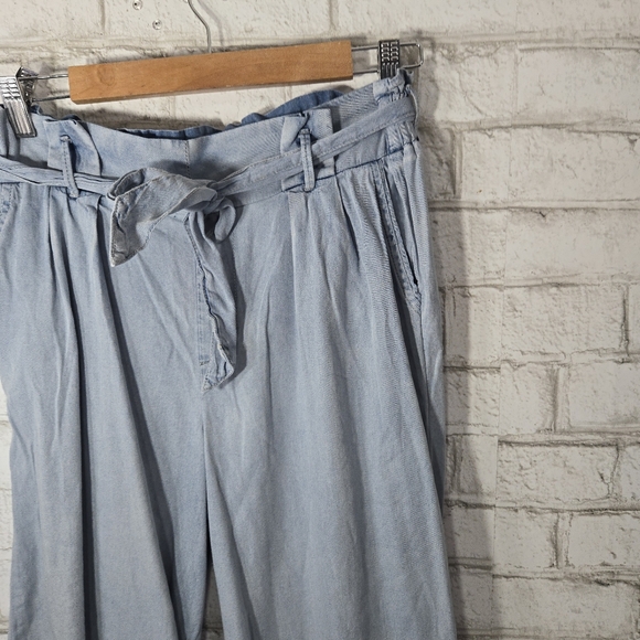 Rewash Light Blue Wide Leg Tie Waist Pants - Picture 3 of 16